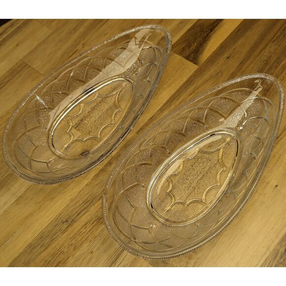 Vintage Retro Teardrop Glass Side Candy Relish Vegetable Dishes Clear Embossed - Picture 3 of 10